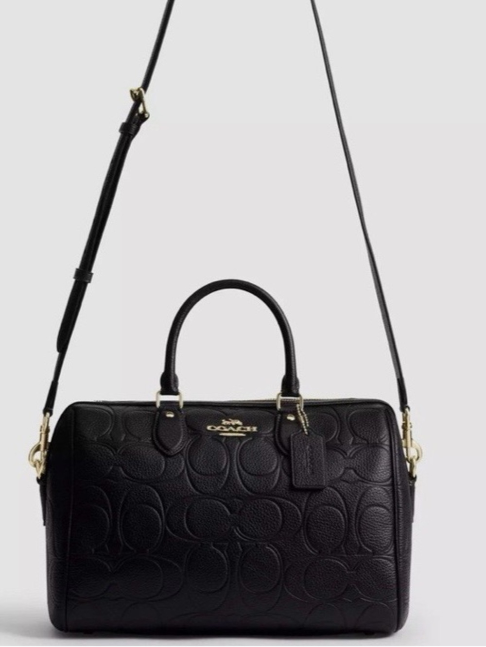 Coach Rowan Large Satchel Bag In Signature Leather CEW02 BLACK Gold NWT - Picture 3 of 7